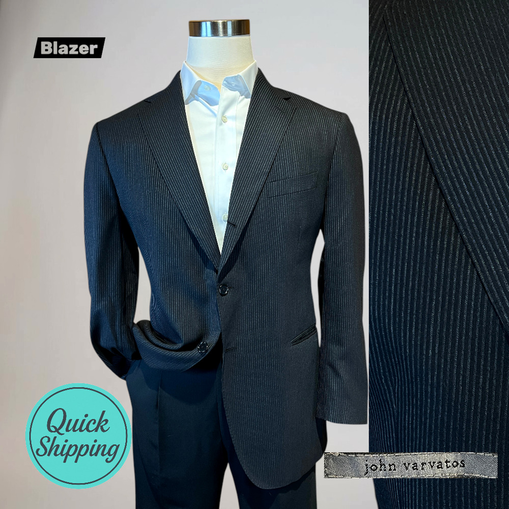 John Varvatos Italy 42R Gray Micro-Stripe Blazer Sport Coat 3/2 Roll Virgin Wool